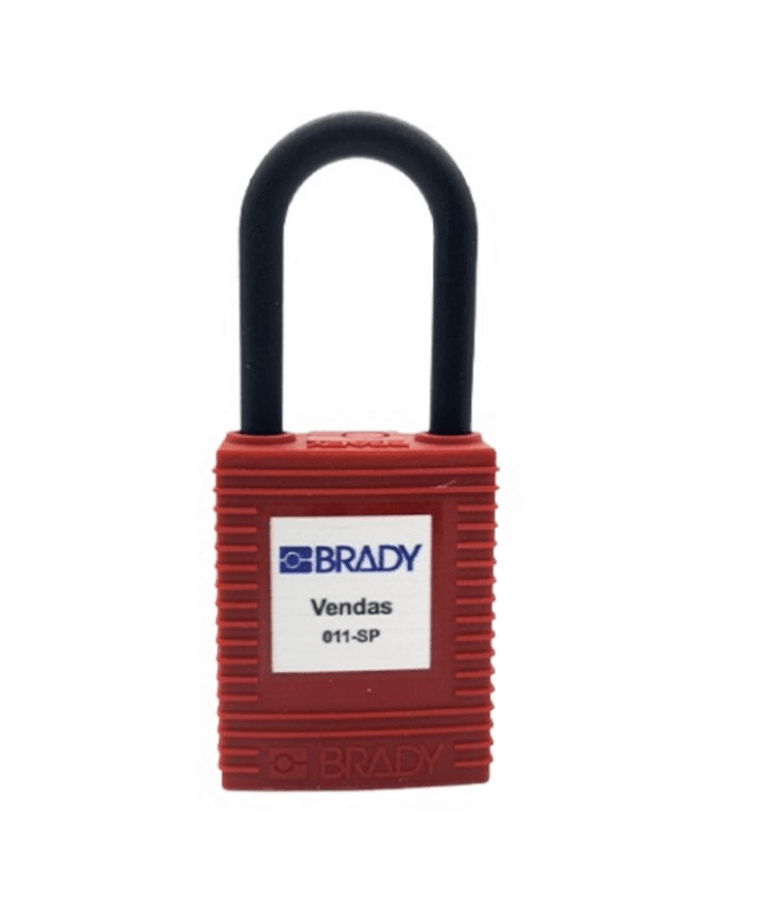 Cadeado de Bloqueio de Segurança Brady Plástico - Haste 47mm Vermelho - Imagem 1
