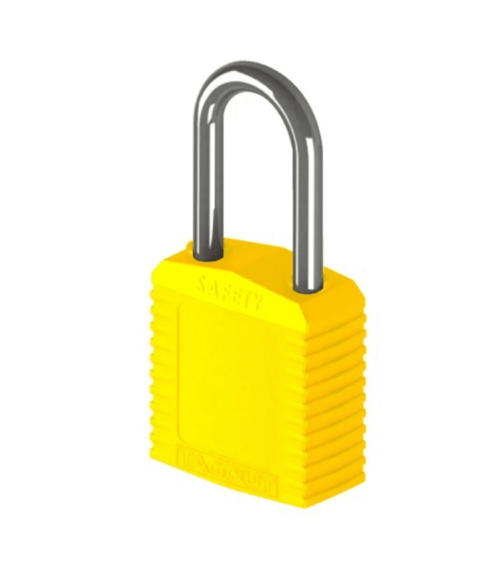 Cadeado Tagout Plástica Haste Metálica 38mm Amarelo - Imagem 1
