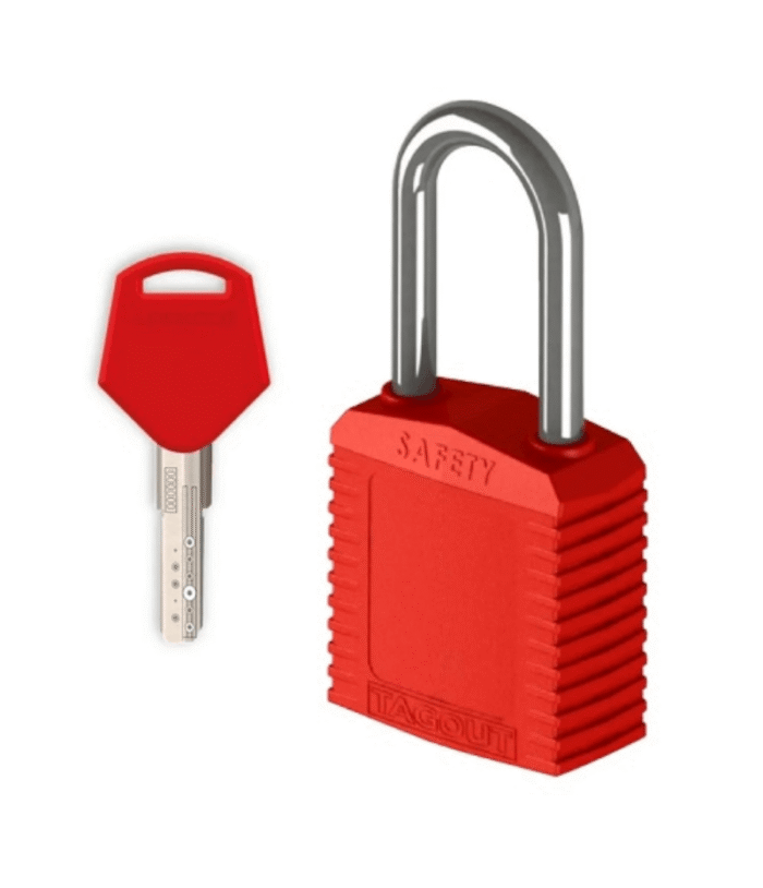 Cadeado Tagout Plástica Haste Metálica 38mm Vermelho - Imagem 1
