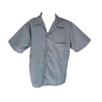 Jaleco Unissex Cinza de Manga Curta com Botão para Trabalho