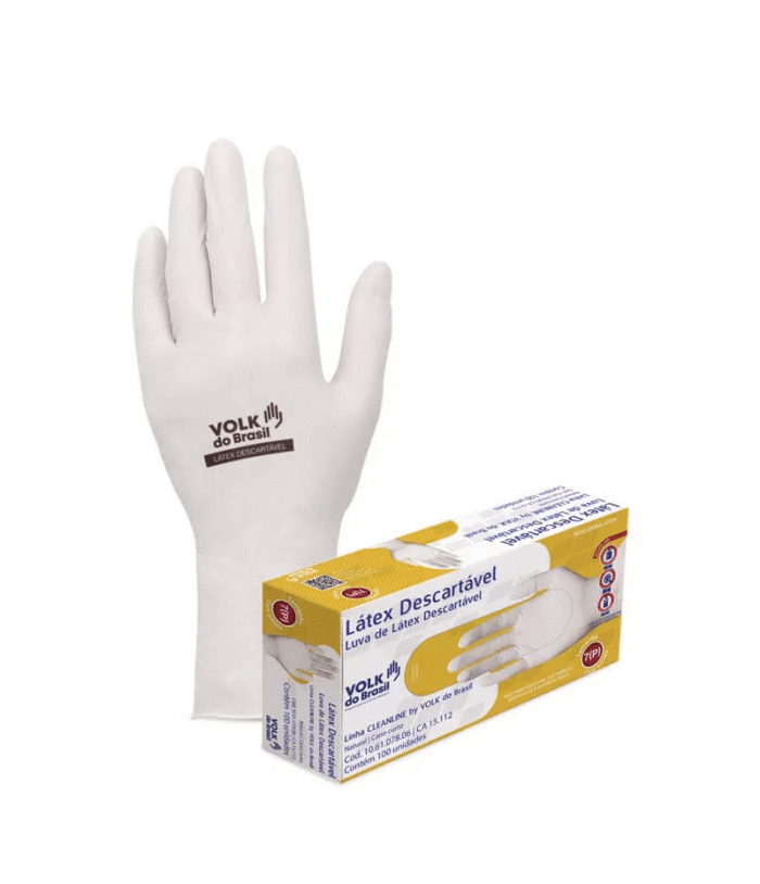 Luva Volk Látex Descartável Com Amido C/50 Pares CA 15112 - Imagem 1